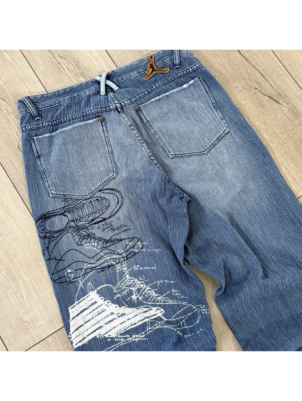 Jordan 23 Engineered Denim Jeans VTG 34x32 Baggy Basketball Print Nike Y2K Rare